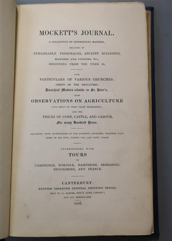 THANET: Mockett, John - Mocketts Journal; A Collection of Interesting Matters, Relating to Remarkable Personages,